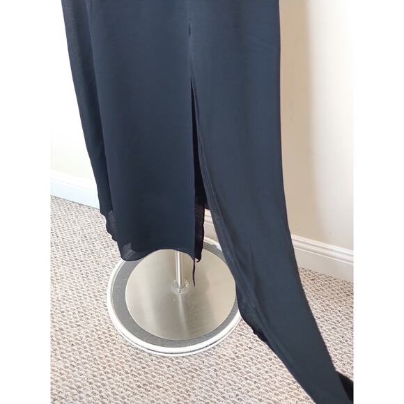 Reformation Abrielle Dress in Black Size 8 Women's Side Slit Midi Slip - Picture 5 of 15